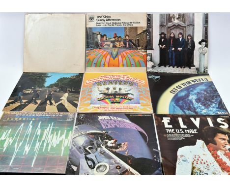 9x LP records. Including The Beatles; The White Album, Magical Mystery Tour, Abbey Road and Hey Jude. Together with The Kinks
