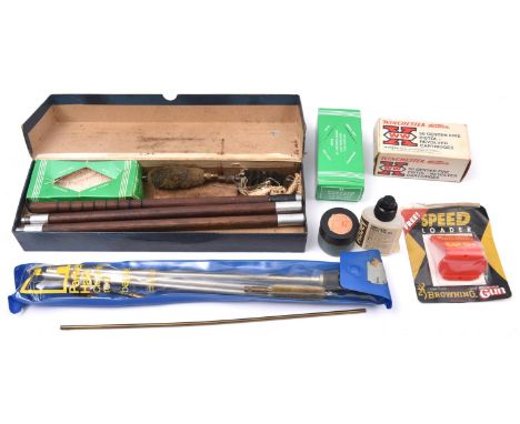 A partly brass bound leather covered gun case, originally for a pair of shotguns, 32" x 12" internal, all compartments remove