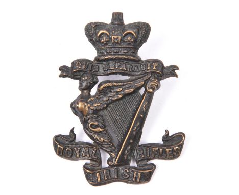 A Victorian post 1881 glengarry badge of the Royal Irish Rifles, GC £50-80 