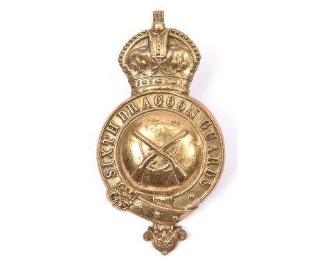 A post 1902 bit boss of the 6th Dragoon Guards, Carabiniers. GC (studs removed, soldered bolt added).  £30-50 
