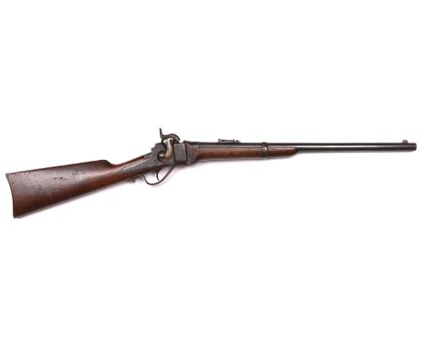 A U.S. Civil War .56" Sharps' New Model 1863 underlever falling block breech loading percussion carbine, number C25594, 39" o