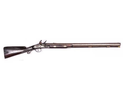 A massive 7 bore (.875") flintlock big game rifle by Jover, c 1790, 50½" overall, re-browned octagonal twist barrel 34", with