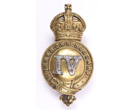 A post 1902 bit boss of the 4th Queen's Own Hussars. GC (soldered bolt added) £30-50