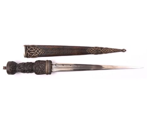 A good Victorian silver mounted Scottish dirk in the style of the 18th century, the blade 11" of thick wedge section with pie