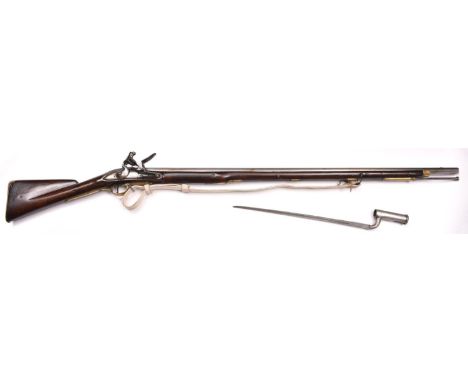 A .75" Short Land Pattern Brown Bess flintlock musket of the Glamorgan Militia, 57" overall, barrel 41½" with ordnance proofs