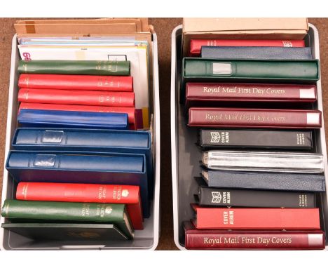 22x albums of Stamps and First Day covers, etc. 10x stamp albums including; 2x Windsor Album GB, Royal Houses of Europe, Chri