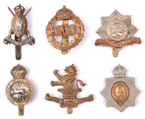 6 Cavalry cap badges:  post 1915 K.D.G, Bays, 4th Dragoon Gds, 5th Dragoon Gds, 6th Dragoon Gds, and post 1906 7th Dragoon Gd