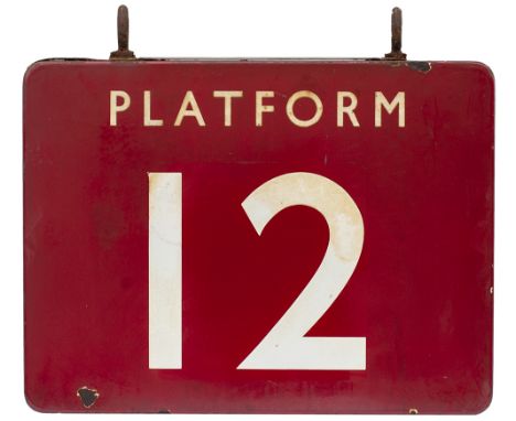 BR(M) FF Platform 12 (double sided) BR(M) FF enamel railway sign PLATFORM 12. Double sided and both sides in good condition w