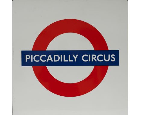 LT Piccadilly Circus London Underground enamel Target/Bullseye station sign PICCADILLY CIRCUS. Measures 25in x 25in and is in