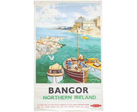 Poster BR(M) BANGOR NORTHERN IRELAND by A. J. Wilson. Double Royal measures 25in x 40in. In good condition with minor edge te