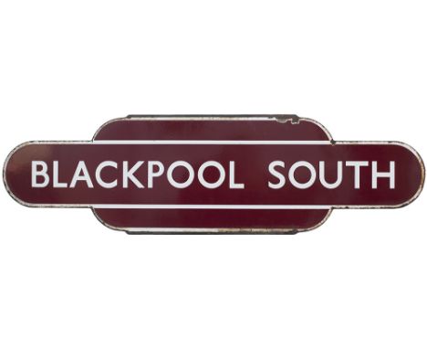 BR(M) HF Blackpool South Totem BR(M) HF BLACKPOOL SOUTH from the former Preston and Wyre Joint Railway station between Blackp