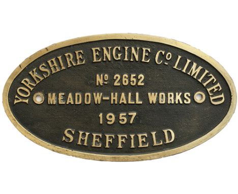 YE 2652 1957 Worksplate YORKSHIRE ENGINE CO LIMITED MEADOW-HALL WORKS SHEFFIELD No 2652 1957 ex 0-4-0 200hp diesel electric l