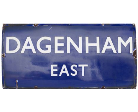 BR(E) Dagenham East BR(E) enamel station running in board DAGENHAM EAST from the former London Tilbury and Southend Railway s
