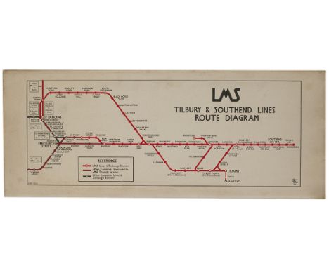 LMS LTSR Route Diagram Carriage print LMS TILBURY &amp; SOUTHEND LINES ROUTE DIAGRAM. Drawn by George Dow in 1935. Unframed m