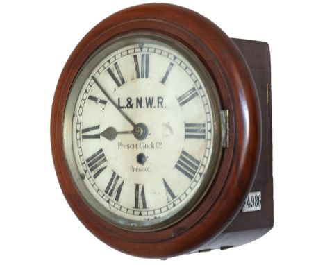 LNWR 8in 4986 ex Euston London and North Western Railway 8in mahogany cased English fusee railway clock. The case with one si