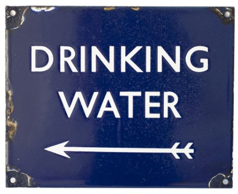 LNER/BR(E) Drinking Water LNER/BR(E) enamel station sign DRINKING WATER with left facing arrow. In good condition with some e