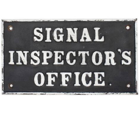 GWR Signal Inspector's Office GWR pre grouping cast iron doorplate SIGNAL INSPECTOR'S OFFICE. In lovely condition measures 14