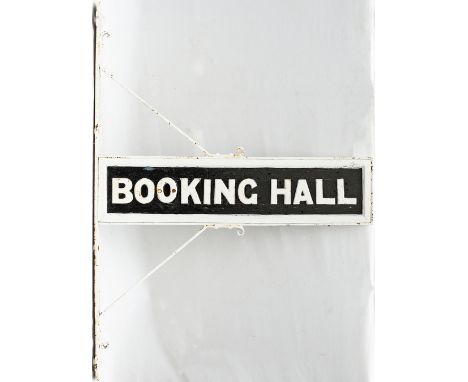 GWR Booking Hall GWR platform sign BOOKING HALL, double sided wood with cast iron letters and original wrought iron bracket. 