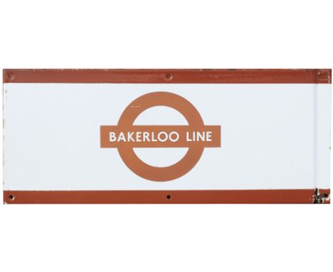 LT Bakerloo Line London Underground enamel station frieze sign BAKERLOO LINE. In very good condition with minor chipping, mea