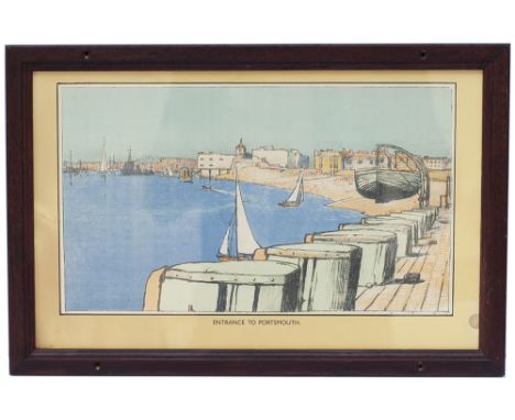 Carriage Print ENTRANCE TO PORTSMOUTH HARBOUR by Donald Maxwell from the Original Southern Railway series, issued in 1936. In