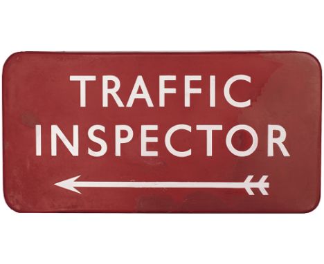 BR(M) FF Traffic Inspector BR(M) FF enamel station sign TRAFFIC INSPECTOR with left facing arrow. Measures 18in x 9in and is 