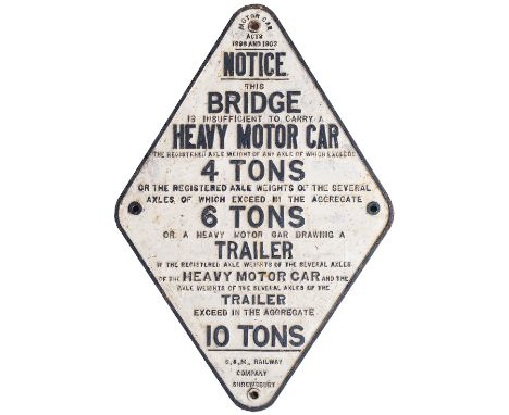 S&amp;M Brodge Diamond Shropshire &amp; Montgomeryshire cast iron Bridge Restriction Sign re MOTOR CAR ACTS 1896 AND 1903 S&a