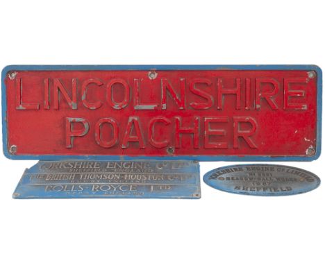 Lincolnshire Poacher + Worksplate Nameplate set to include: cast aluminium nameplate LINCOLNSHIRE POACHER measuring 32in x 9.