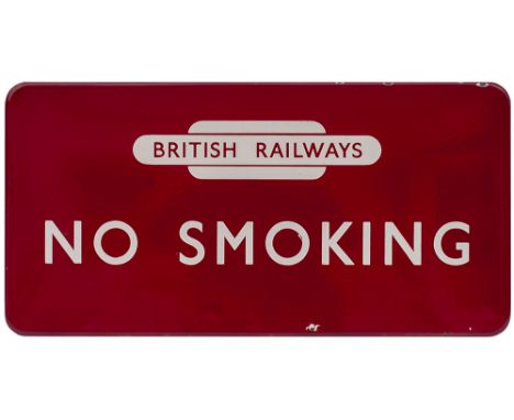 BR(M) FF No Smoking BR(M) FF enamel railway sign NO SMOKING with British Railways totem. In very good condition with a few mi