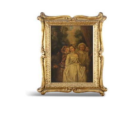 STYLE OF ANTOINE WATTEAU (19TH CENTURY) Figures from Fêtes Galantes A pair, oil on canvas, 27 x 19.5cm  