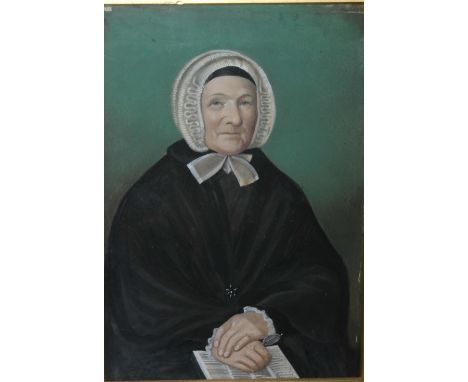 ENGLISH SCHOOL (NINETEENTH CENTURY). Portrait of Christine Marshall, oil on board, titled verso, gilt framed and glazed, 37.5