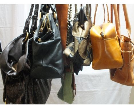 A COLLECTION OF MODERN AND VINTAGE LADIES BAGS, to include examples by 'Oriano', 'Joshua Taylor', and Jasper Conran etc., (8)