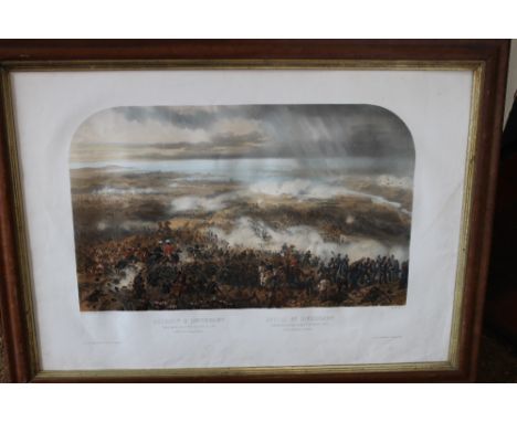 A COLOUR LITHOGRAPH 'THE BATTLE OF INKERMAN', framed, 52 x 73 cm