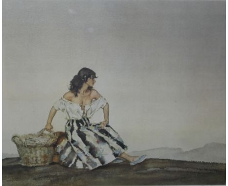 SIR WILLIAM RUSSELL FLINT (1880 - 1969). 'Griselda', coloured print, signed in pencil, framed and glazed, 49 x 58 cm