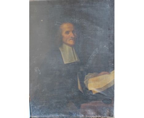FRENCH SCHOOL (LATE EIGHTEENTH CENTURY). Portrait of a cleric, oil on canvas, unframed, 107 x 78 cm
