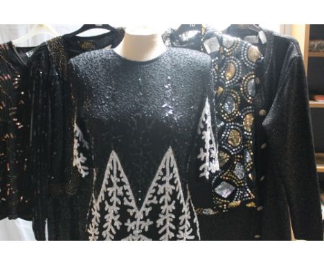 VINTAGE AND DESIGNER CLOTHING, a collection of evening wear, to include a Frank Usher sequinned top, a Gina Bacconi sequinned