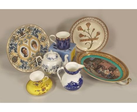 R.N.L.I. CHARITY LOT.
A 19th century Pratt Ware plate, a Royal Worcester cup & saucer etc.