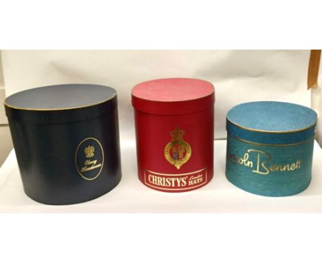 Assorted Christys' hat boxes, and others, and assorted hats (qty)Christys':Red x2 34.5 cm wideRed x4 (no lids) 22.5 cm widere