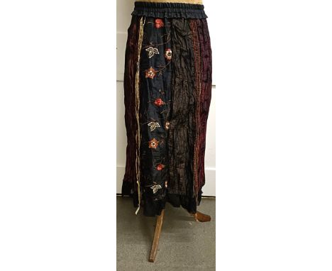 A skirt, embroidered flowers, other material and assorted vintage costumes (2 boxes)  Provenance:&nbsp; A single owner collec