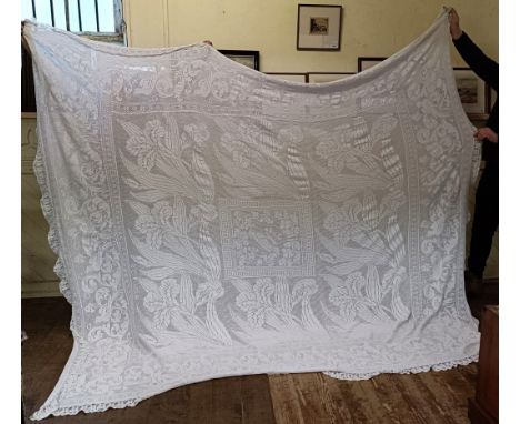 A large embroidered table cloth/bedspread 290 cm wide approx.