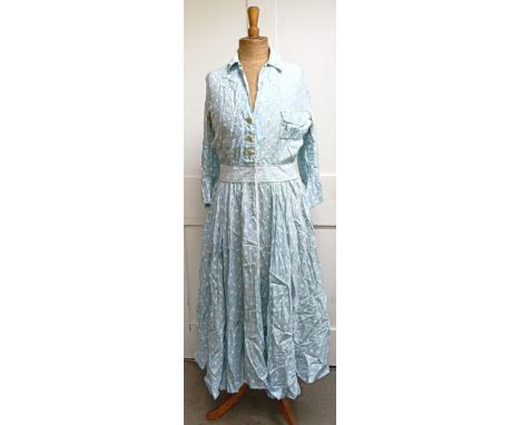 An Elmoor dress, two childrens bridesmaid dresses, assorted textiles and fabrics (2 boxes)  Provenance:&nbsp; A single owner 