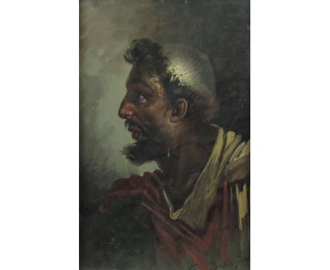 F. Berlingieri, Italian 19th / 20th Century  "Portrait of an Arab Soldier," O.O.B., approx. 38cms x 26cms (15" x 10"),ÿSigned