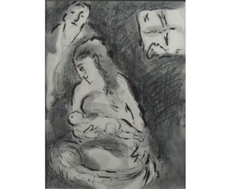 Marc Chagall (1887-1985)  "Mother and Child," monochrome heliogravure, 1960, approx. 31cms x 24cms (12" x 9 1/"") certificate