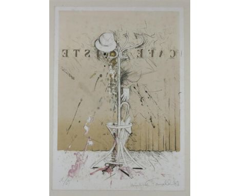 Michael Farrell, RHA (1940-2000)  "Cafe Triste," coloured lithograph,ÿsignedÿÿLimited Edn., No. 46/85, approx. 75cms x 54cms 