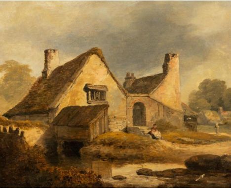 Mulready, William (1786?1863)  "Country Cottages, Ireland,"ÿ c. 1810, O.O.P.,ÿ34.5 h x 42 w cms (13«? x 16«?)  Inscribed on r