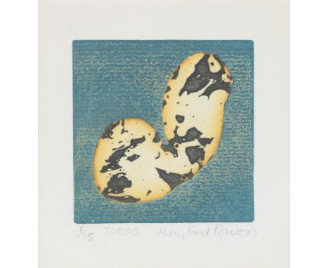 Mary Farl Power, American (1948-1992)  "Torso," abstract on blue, lithograph No. 1/15,ÿsigned, approx. 14cms x 14cms (5 1/2" 