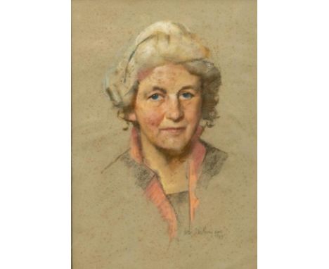 Sean O?Sullivan, R.H.A. (1906-1964)   "Portrait of a Lady,"ÿPastel, head and shoulders of Lady with short hair with pink shir