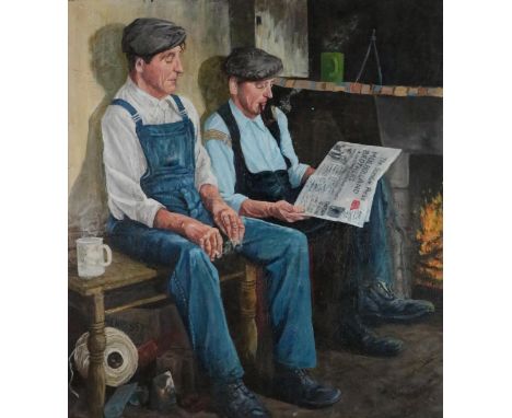 Daithi Brophy, Irish 20th / 21st Century  "Mulholland Brothers, a Lifetime without Power," O.O.C., interior scene with two ge