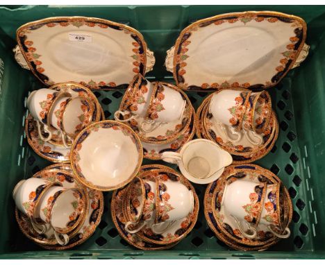 Victorian Staffordshire "Lawleys" Philips pattern twelve setting  tea service with milk jug &amp; bowl