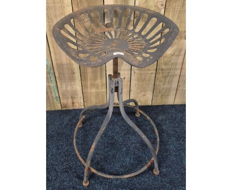 Vintage Cast metal Tractor seat stool 