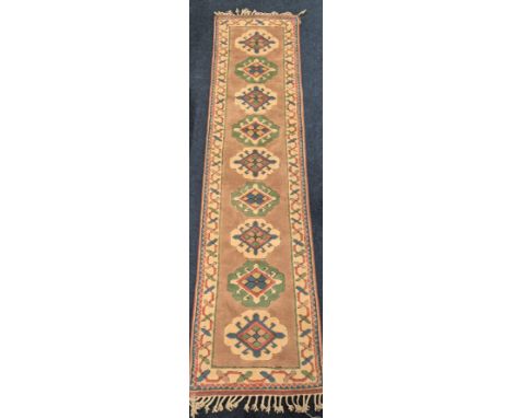 A Turkish Hand Knotted Vintage Hall Runner. 334x83cm 